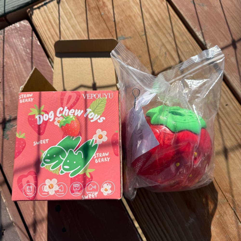 NWT Strawberry Dog Toy, treat dispenser